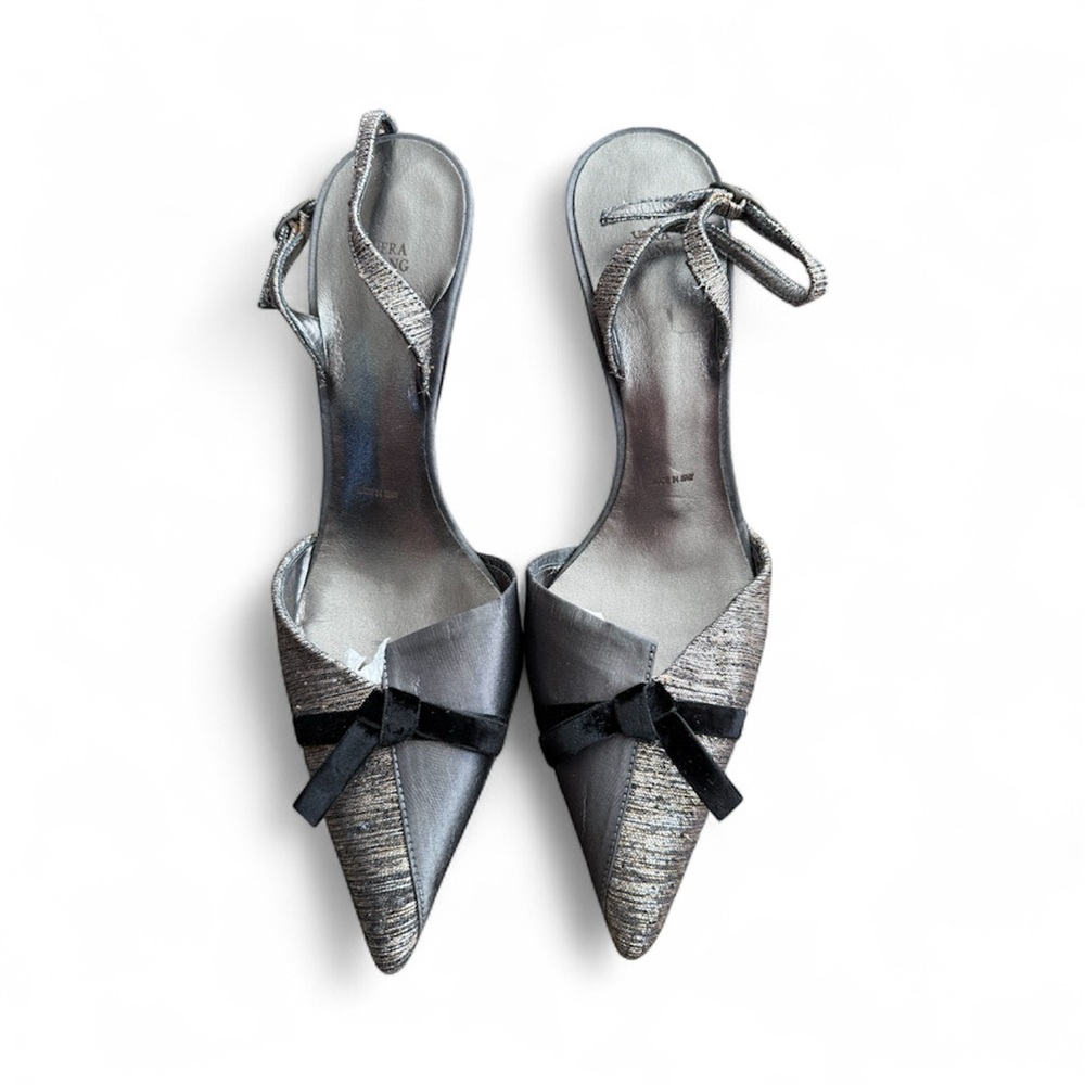 Vera Wang Silver and Black Heels with Bow